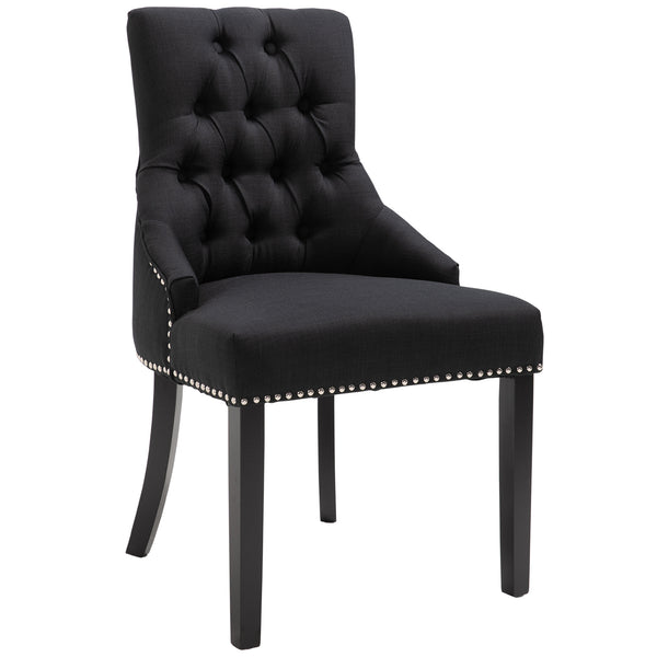 Chaise rembourrée recouverte de lin noir prezzo