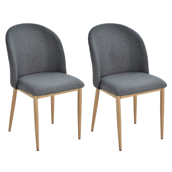 Lot de 2 Chaises Rembourrées en Acier et Polyester 50x58x85 cm Gris prezzo