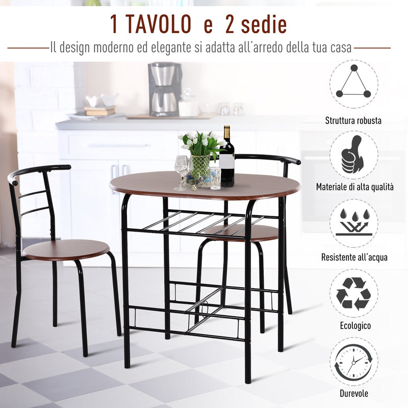 Set Tavolo 80x50x76 cm e 2 Sedie  Rustic-4