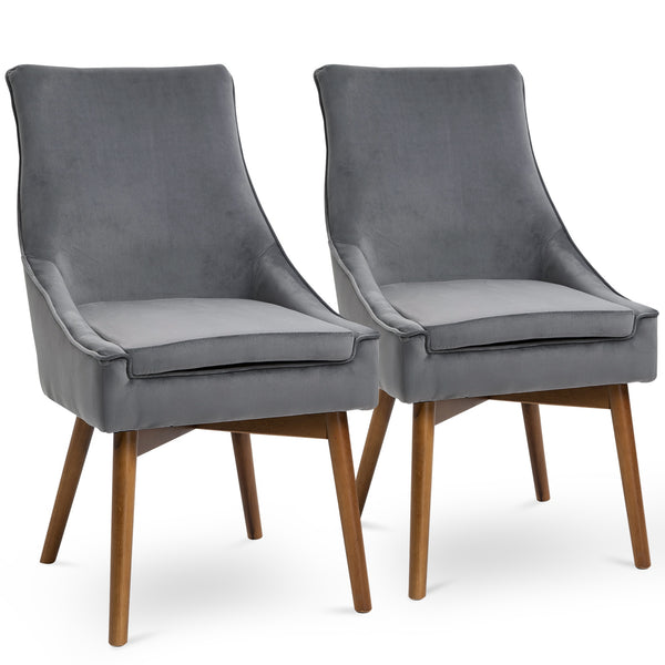 Ensemble de 2 chaises rembourrées en bois et velours gris prezzo