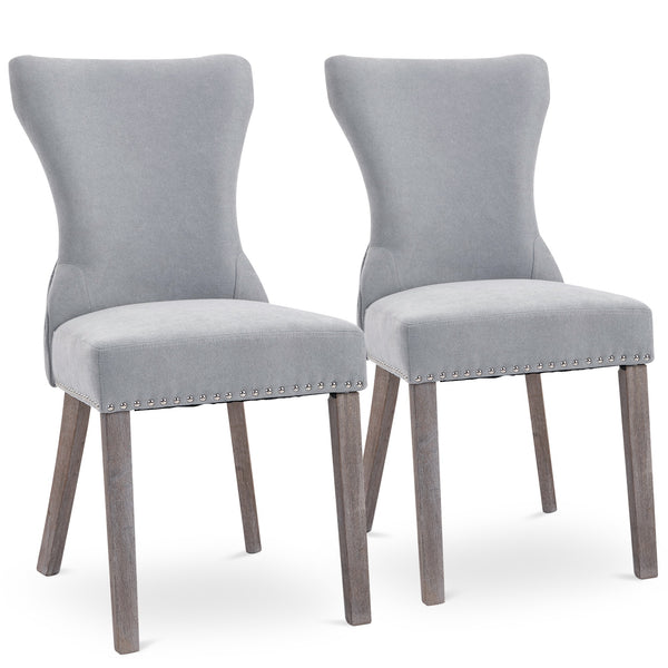 online Lot de 2 Chaises Rembourrées 45x66x92,5 cm en Tissu Gris