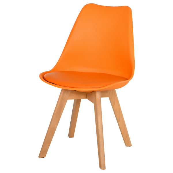 Lot de 2 chaises en similicuir avec pieds en bois orange online