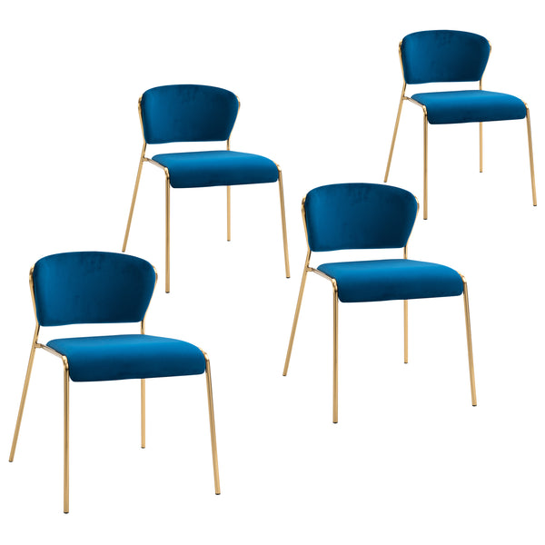 prezzo Lot de 4 Chaises en Métal et Polyester Bleu