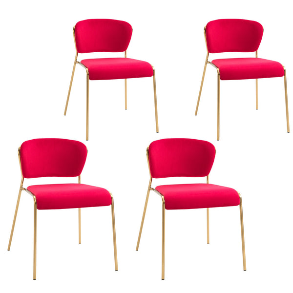 online Lot de 4 chaises métal et polyester rouge