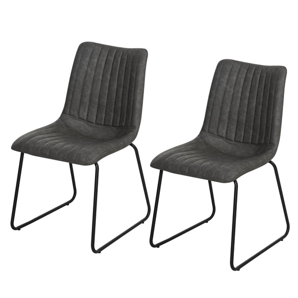 online Ensemble de 2 chaises rembourrées en similicuir gris