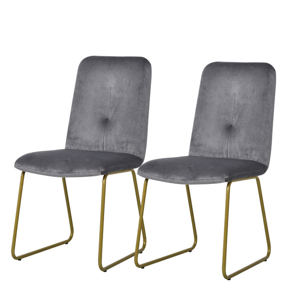 prezzo Set 2 Chaises Rembourrées 44,5x59,5x91 cm en Flanelle Grise