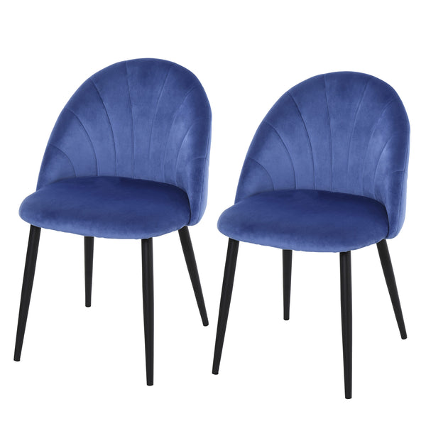 prezzo Lot de 2 Chaises Rembourrées 50x54x79 cm en Velours Bleu