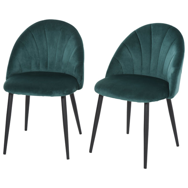 prezzo Lot de 2 Chaises Rembourrées 50x54x79 cm en Velours Vert