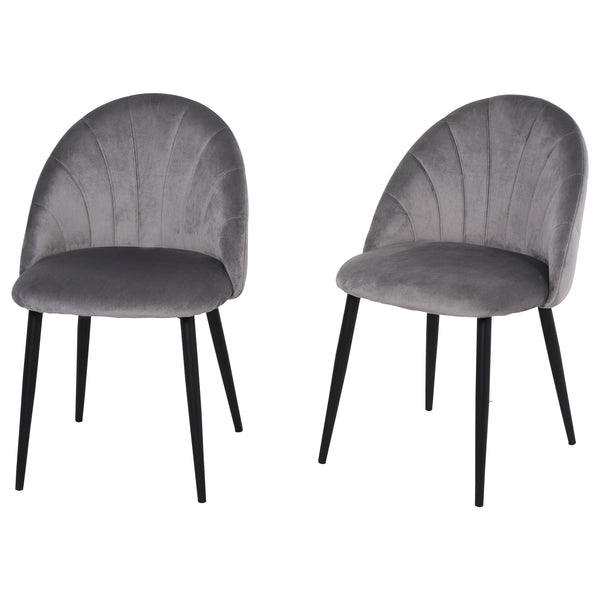 Lot de 2 Chaises Rembourrées 50x54x79 cm en Velours Gris prezzo