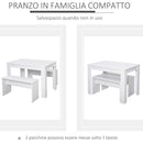 Set da Pranzo Tavolo e 2 Panche in Legno Truciolare  Bianco-4