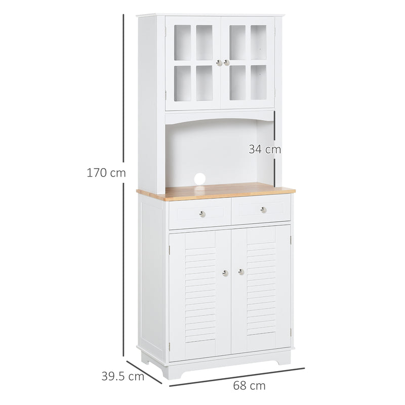 Mobile da Cucina Credenza con Ante e Cassetti 68x39,5x170 cm in Legno Bianca-3