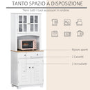 Mobile da Cucina Credenza con Ante e Cassetti 68x39,5x170 cm in Legno Bianca-4