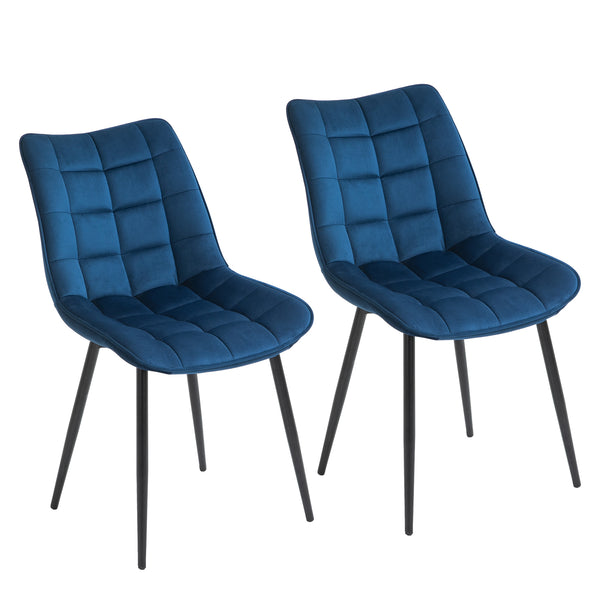 Lot de 2 Chaises Rembourrées 46x58,5x85,5 cm en Tissu Velours Bleu online