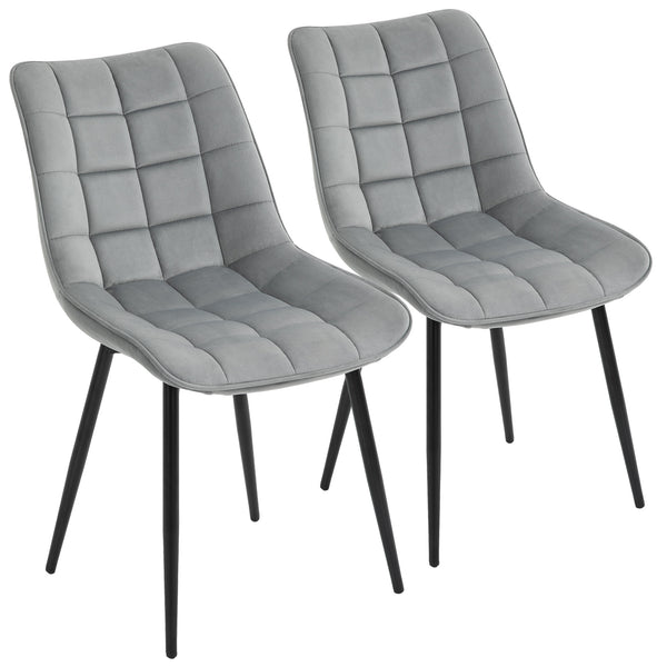 Lot de 2 Chaises Rembourrées 46x58,5x85,5 cm en Tissu Velours Gris prezzo