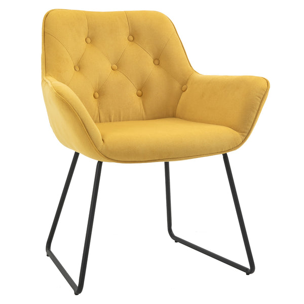 Fauteuil Rembourré 70x66,5x82 cm en Tissu Effet Velours Jaune online