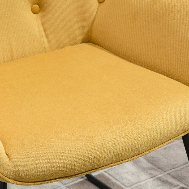 Poltroncina Imbottita 70x66,5x82 cm in Tessuto Effetto Velluto Giallo-9