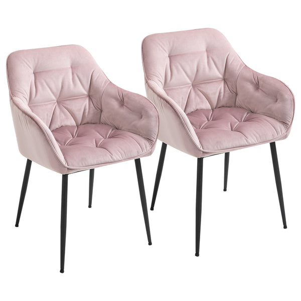 Set 2 Chaises Rembourrées 59,5x55,5x83,5 cm en Velours Rose sconto