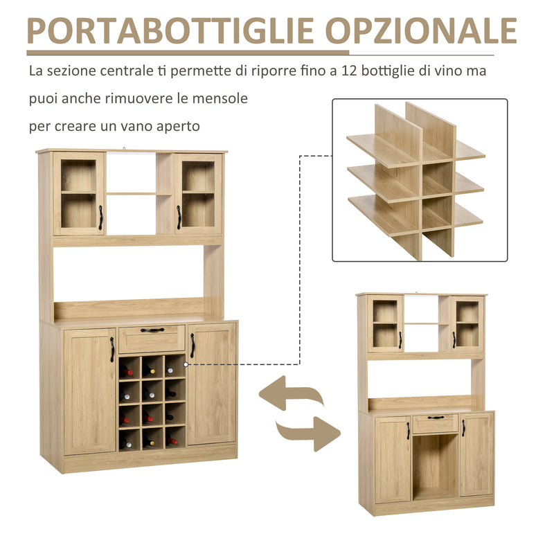 Mobile Credenza Alta da Cucina 106x48x180 cm in Legno Rovere-5