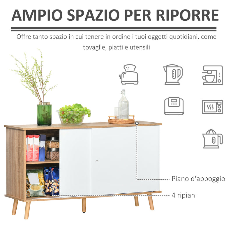 Mobile 2 Ante Scorrevoli 130x40x74,5 cm in Legno Rovere e Bianco-4