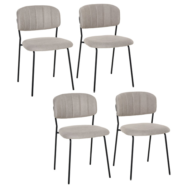 acquista Lot de 4 Chaises Rembourrées 49,5x55x81 cm en Tissu Effet Lin Kaki