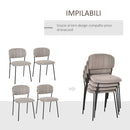 Set 4 Sedie Imbottite 49,5x55x81 cm in Tessuto Effetto Lino Khaki-4