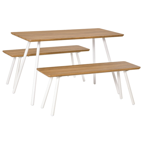 Ensemble de table à manger avec 2 bancs en MDF et métal blanc online