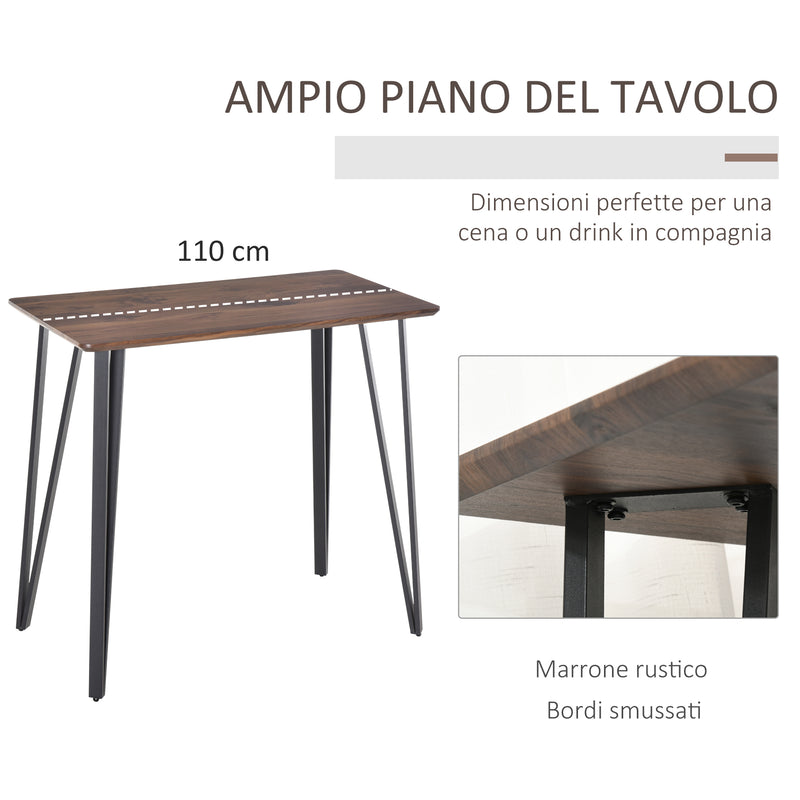 Tavolo Rettangolare  110x60x102 cm in MDF e Metallo Marrone-4