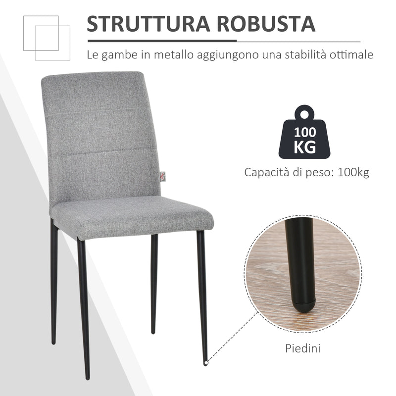 Set 4 Sedie Imbottite 41,5x54,5x87 cm in Tessuto Grigio-6