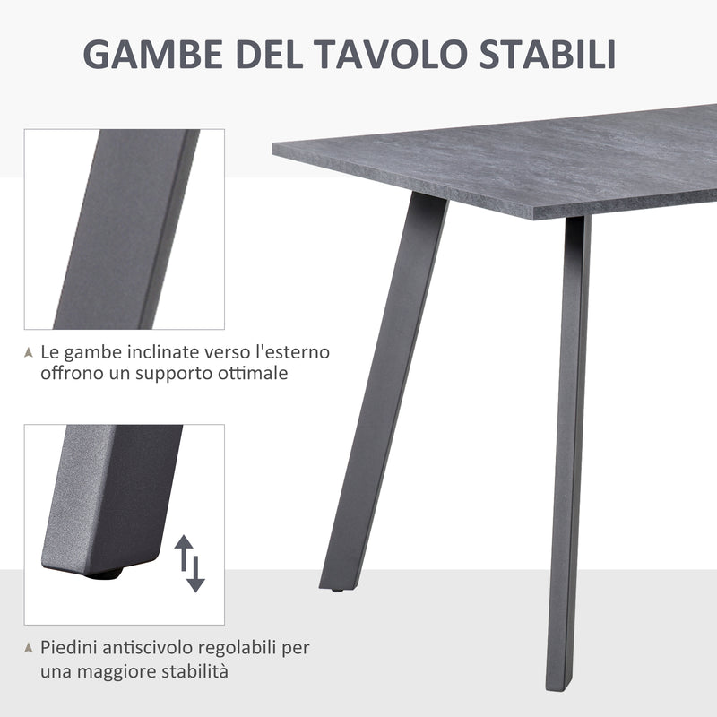 Tavolo Rettangolare 120x80x76 cm in MDF e Metallo Grigio Scuro-6