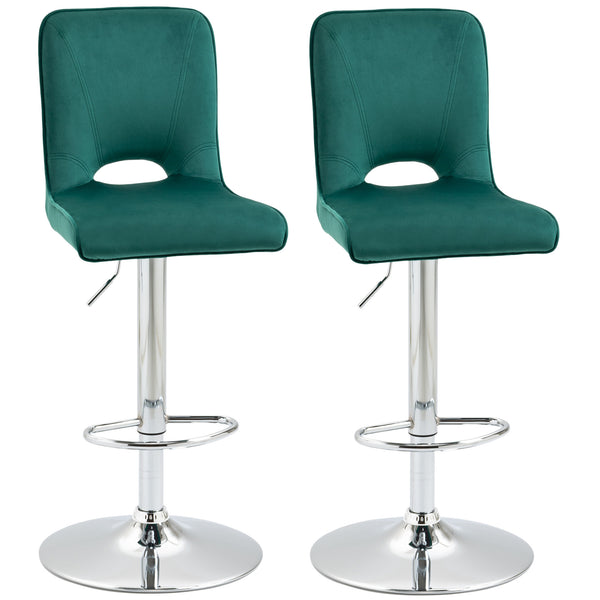 Lot de 2 Tabourets Rembourrés 41x51x97-117 cm en Tissu Vert acquista