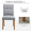 Set 2 Sedie Imbottite 50x62x96 cm in Tessuto Effetto Lino Grigio Chiaro-4