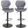 Lot de 2 Tabourets de Bar 47x51,5x91,5-113,5 cm en Polyester Velours Gris