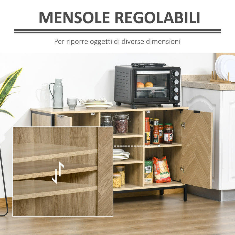 Credenza 3 Ripiani 2 Ante 120x39,2x76 cm in Legno Rovere-5