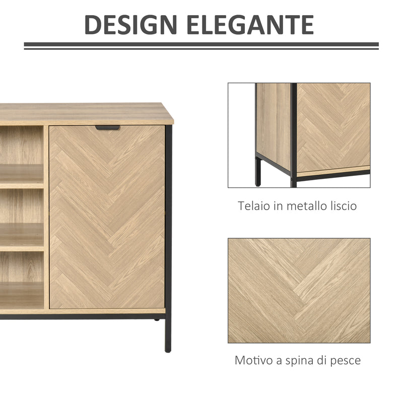 Credenza 3 Ripiani 2 Ante 120x39,2x76 cm in Legno Rovere-7