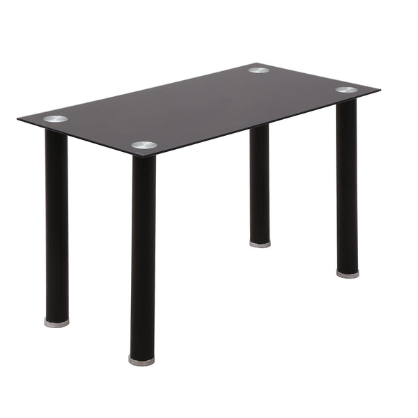 acquista Table Rectangulaire 120x60x75 cm en Métal et Verre Trempé Noir