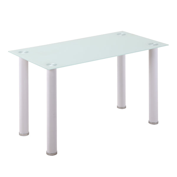 Table Rectangulaire 120x60x75 cm en Métal et Verre Trempé Blanc prezzo