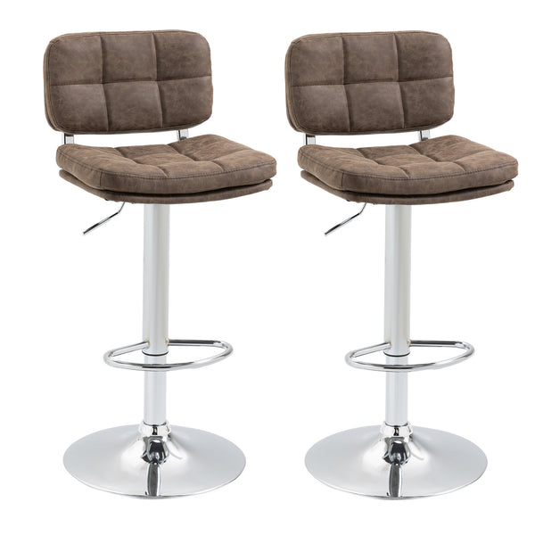 Lot de 2 Tabourets de Bar 41,5x45x85-107 cm en Simili Cuir Marron et Argent prezzo