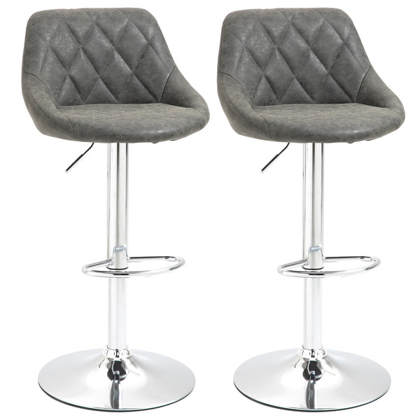 prezzo Lot de 2 Tabourets de Bar 51,5x48x83-104 cm en Simili Cuir Gris Foncé