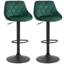 Set 2 Sgabelli da Bar 51,5x48x83-104 cm in Tessuto Effetto Velluto Verde-1