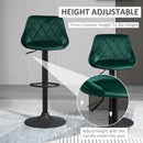 Set 2 Sgabelli da Bar 51,5x48x83-104 cm in Tessuto Effetto Velluto Verde-4