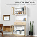 Mobile da Cucina Credenza 80x40x180 cm Ante in Vetro in Legno Bianco e Legno-5