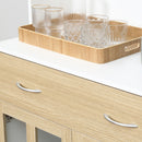 Mobile da Cucina Credenza 80x40x180 cm Ante in Vetro in Legno Bianco e Legno-8