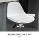 Set 2 Sgabelli Bar 40x42x82-104 cm con Schienale e Poggiapiedi in Similpelle Bianco-6