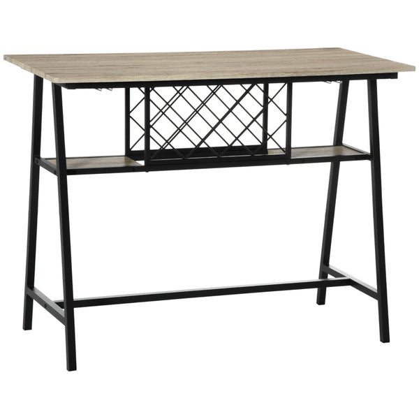 sconto Table de bar avec porte-bouteille 120x60x91 cm en aggloméré et acier noir