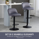 Set 2 Sgabelli Bar 43x45x81-101 cm con Schienale e Poggiapiedi in Poliestere Grigio-4