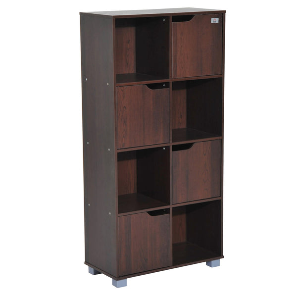 prezzo Bibliothèque Design Moderne 8 Compartiments avec 4 Portes en Bois Marron Foncé 60x30x122 cm