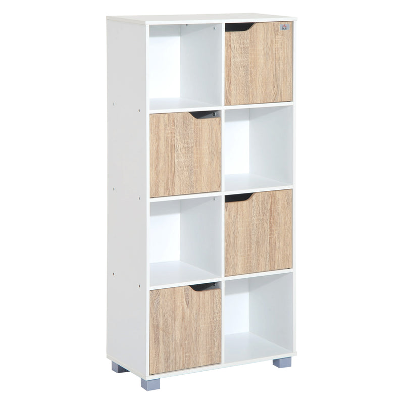 Libreria di Design a 8 Scompartimenti in Legno Bianco 60x30x122 cm -1