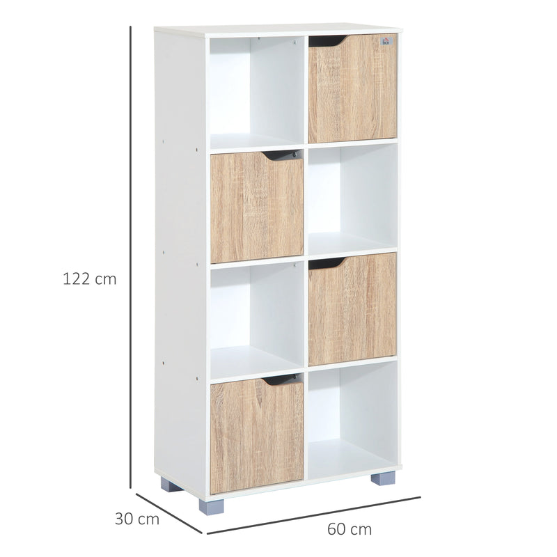 Libreria di Design a 8 Scompartimenti in Legno Bianco 60x30x122 cm -3