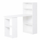 Scrivania da Ufficio con Libreria in Legno Bianco 120x55x120 cm -1