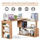 Scrivania Angolare Multiposizione con 5 Ripiani Legno 140x120x78.2 cm -5